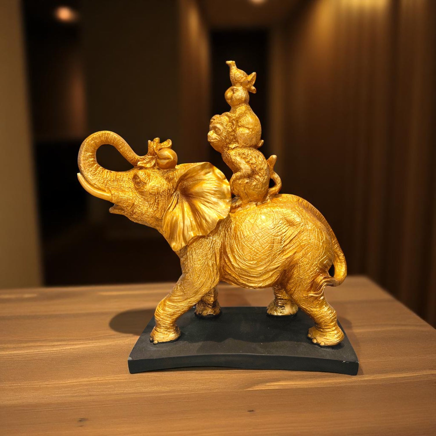 🐘 Golden Joy Elephant Family Showpiece – Symbol of Unity, Happiness & Strength | Made in India