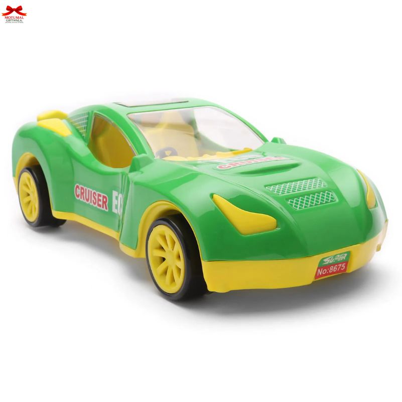 Green and yellow toy car with 'Cruiser' branding on a white background