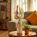 Golden Silver Winged Angel Lady Showpiece