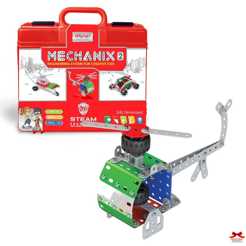 Mechanix 2 toy engineering set with red carrying case on a white background