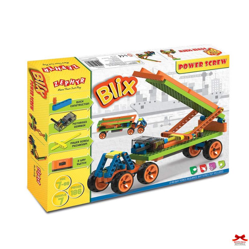 Toy construction set packaging with 'Blix' branding on a white background