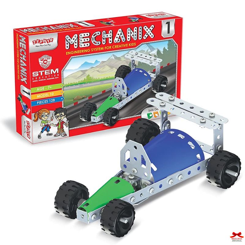Mechanix STEM engineering system for creative kids with toy structure and packaging.