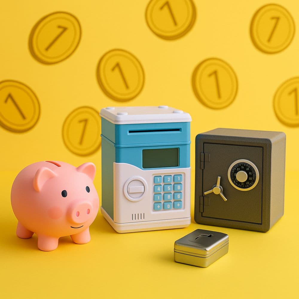Piggy bank, coin box and metal money locker – saving-themed kids gifts by Motumal Giftwala Ranchi