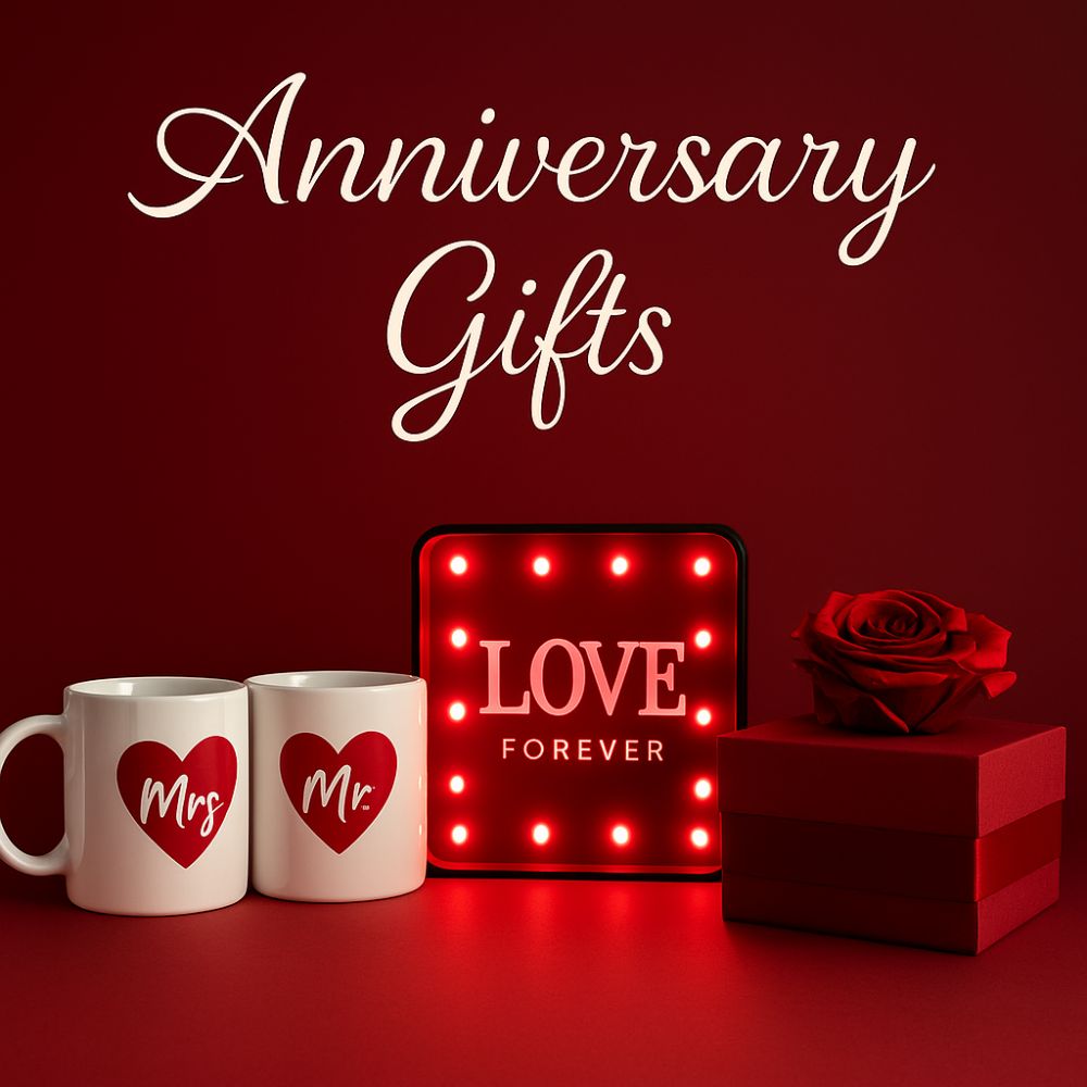 Couple mug, LED love frame, and rose gift box – anniversary gifts by Motumal Giftwala Ranchi