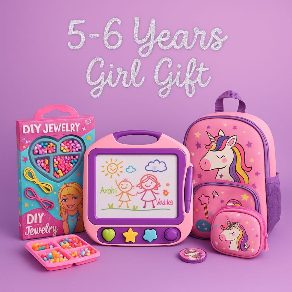 Jewelry craft kit, drawing board, and unicorn school set for 5–6 year old girls – smart gifts from Motumal Giftwala Ranchi