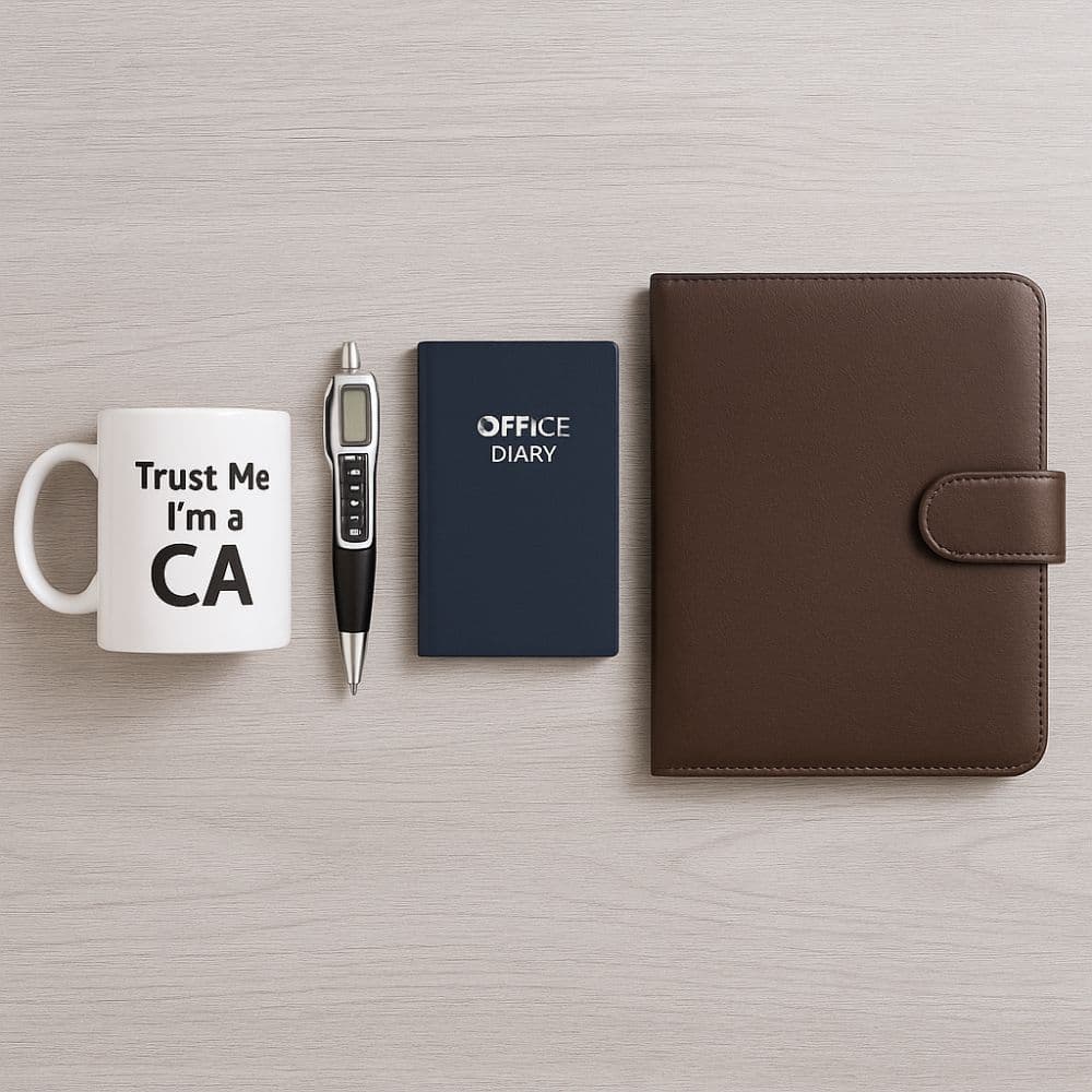 CA mug, calculator pen, office diary and folder – professional gifts for CA & Bankers from Motumal Giftwala Ranchi