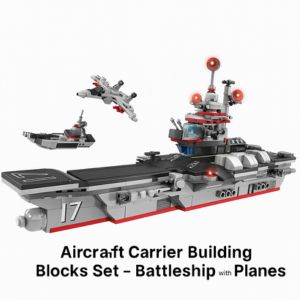 Aircraft carrier block toy set with fighter jets and turrets – building blocks for kids in Ranchi