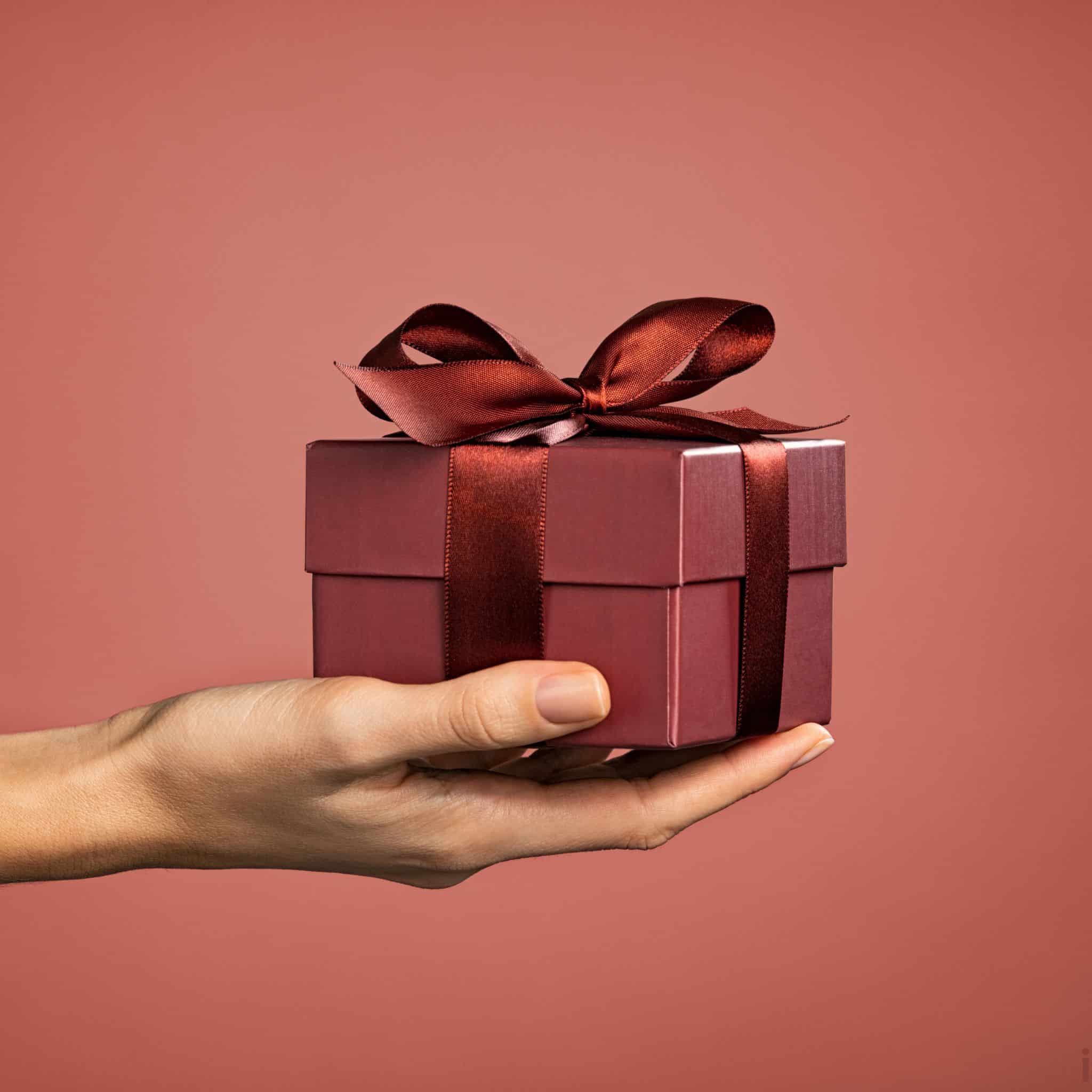 Elegant red ribbon birthday gift box – perfect for birthday surprises