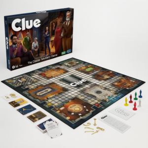 "Clue board game with board, character tokens, weapon pieces, and detective notepad – classic mystery-solving game from Motumal Giftwala Ranchi