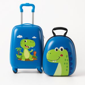 Kids Blue Dinosaur Trolley Luggage and Backpack Travel Combo Set – Motumal Giftwala