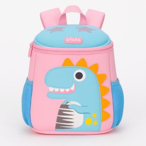  Cute Pink and Blue Dinosaur School Backpack for Toddlers with Cartoon Design – Motumal Giftwala