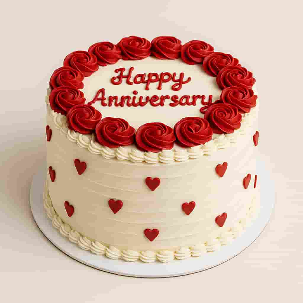 “Motumal Giftwala beautifully decorated anniversary cakes with roses and cream — perfect for celebrating love and togetherness in Ranchi with same-day delivery.”