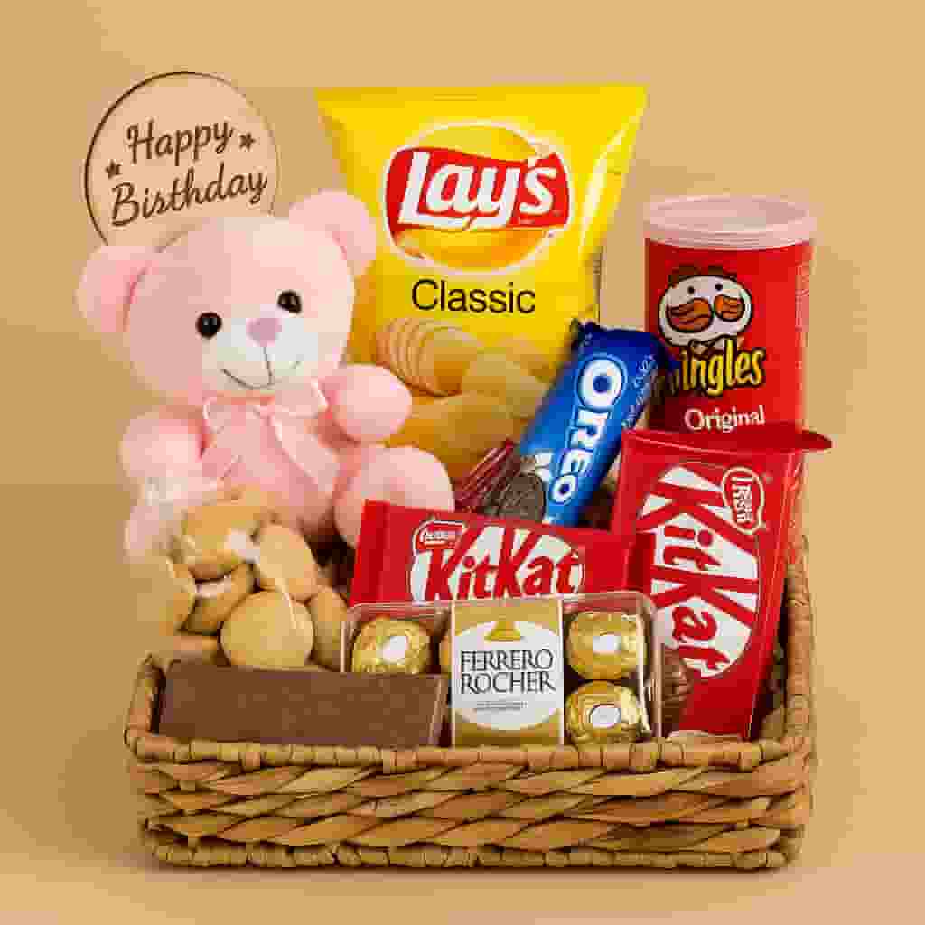 Motumal Giftwala birthday gift hamper filled with chocolates, cookies, flowers, and surprise goodies — the perfect birthday gift combo available in Ranchi with same-day delivery.
