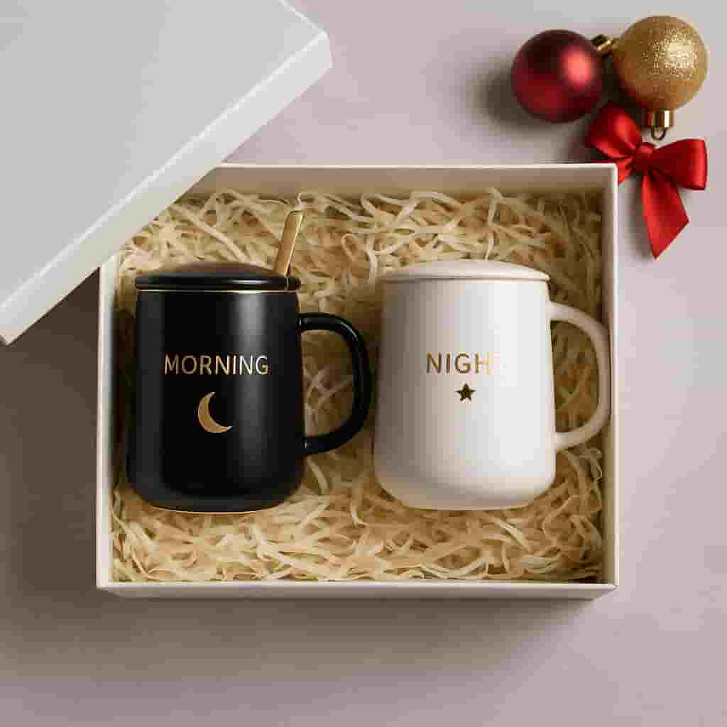 Motumal Giftwala mug gift set with elegant ceramic mugs in a gift box — perfect for couples, friends, and festive gifting in Ranchi with same-day delivery.