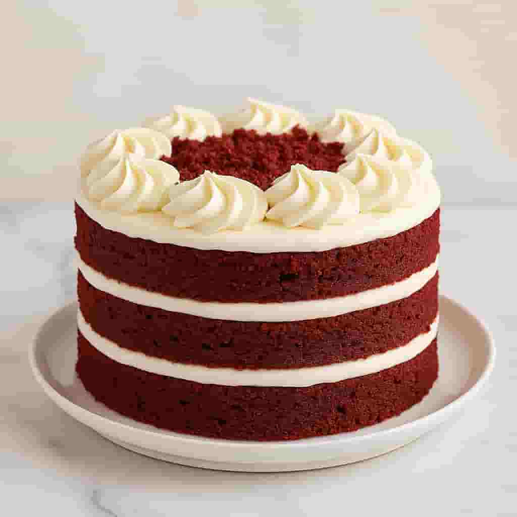“Motumal Giftwala red velvet cake — moist three-layer red sponge cake with creamy frosting, perfect for birthdays, anniversaries, and special celebrations in Ranchi.”