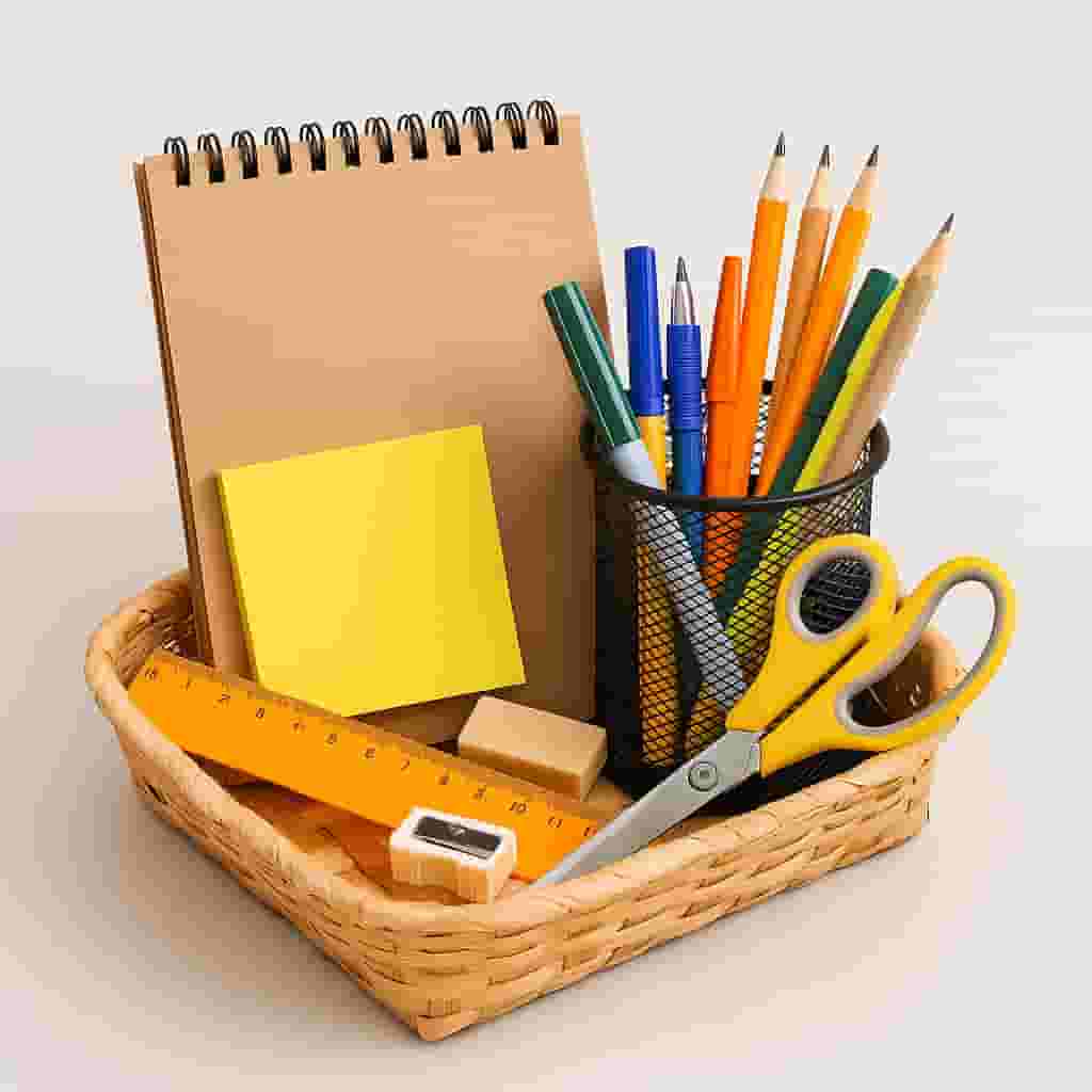 “Motumal Giftwala stationery hampers filled with notebooks, pens, markers, and creative office supplies — perfect for gifting students and professionals in Ranchi with same-day delivery.”