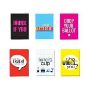 Set of 6 colorful adult party game cards including Truth Dare, Drink If You, Who Would You and more – perfect for friends night from Motumal Giftwala Ranchi"