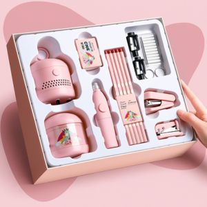 Premium pink stationery gift box set with 10 matching tools – perfect school & office gift for girls by Motumal Giftwala Ranchi