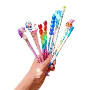 Set of quirky character gel pens with unicorns, penguins, Peppa Pig & more – colorful kids stationery from Motumal Giftwala Ranchi