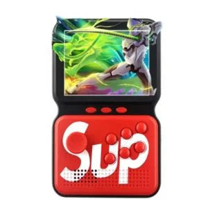 Red SUP Handheld Retro Gaming Console Toy with Colorful Display and Control Buttons for Kids