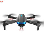 Black drone with camera on a white background