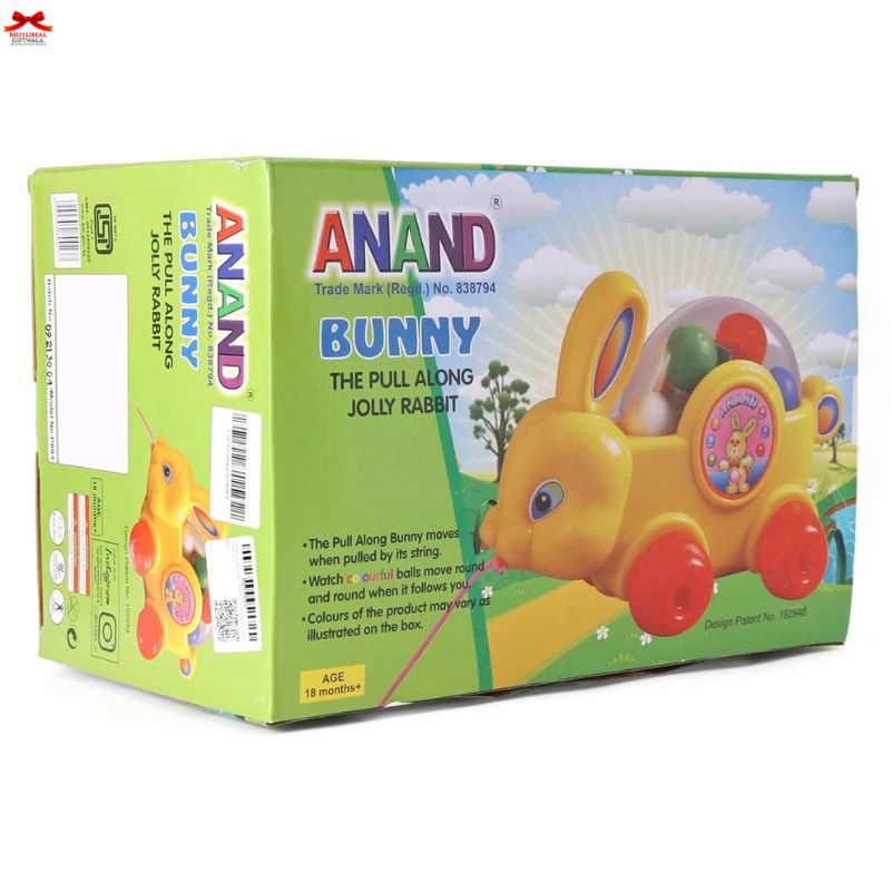 Box of Anand Bunny pull along toy on a white background