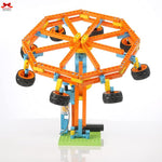Toy construction set resembling a Ferris wheel on a white background