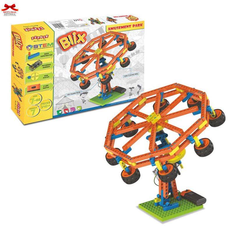 Toy construction set with 'Blix' branding and a colorful design on a white background