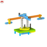 Colorful toy building set on a white background
