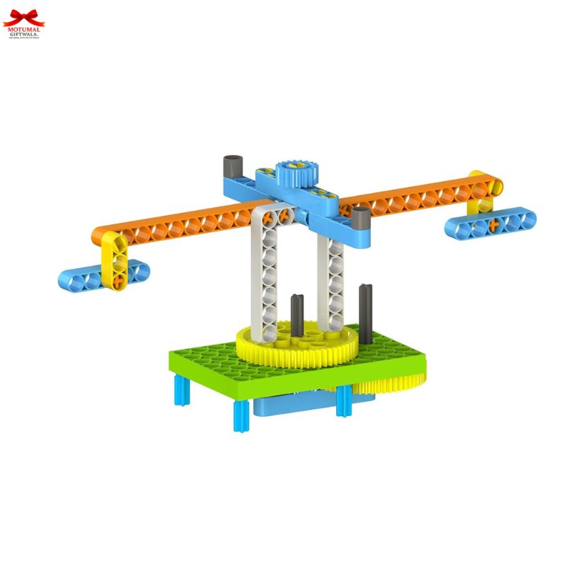 Colorful toy building set on a white background