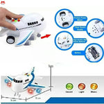 Toy airplane with features highlighted on a white background