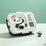 Children's lunch box with panda design on a light green background