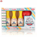 Children's bowling set packaging with colorful design and text on a white background