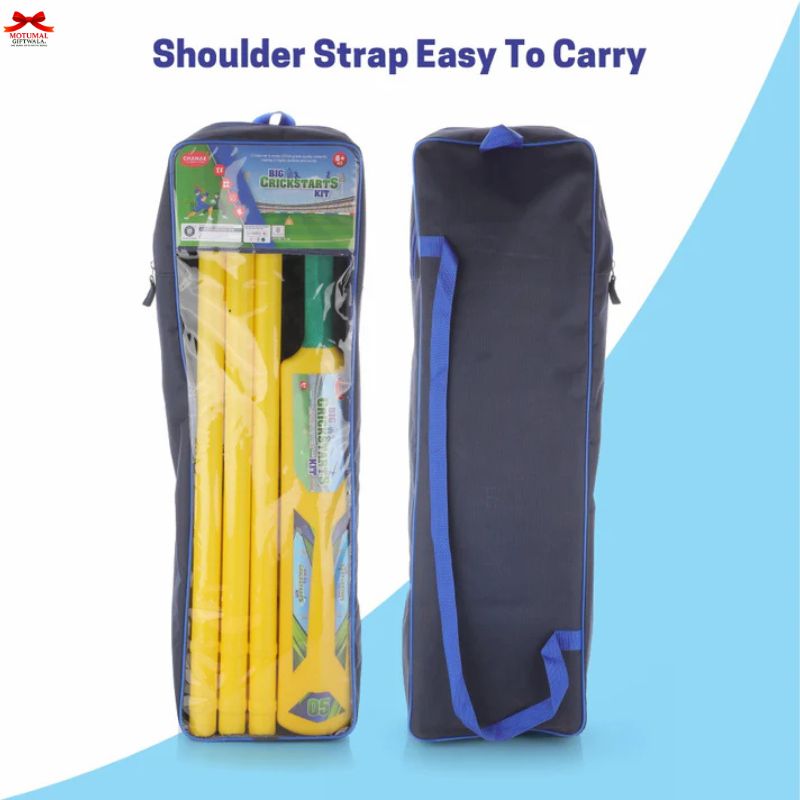 Crickets set with packaging and carrying bag on a blue background