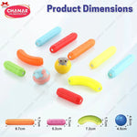 Colorful rubber erasers with dimensions on a white background, featuring the Chanak brand.