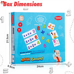Box of 'Math Genius' educational product with dimensions on a white background