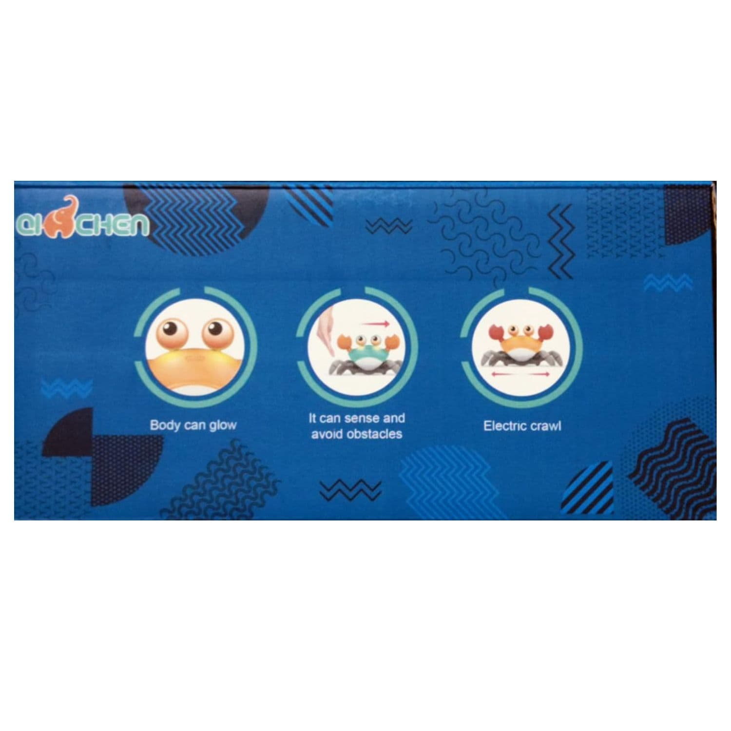 Product packaging with cartoon characters and text on a blue background
