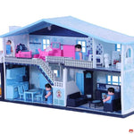 Toy dollhouse with multiple rooms and furniture, featuring a Frozen theme.