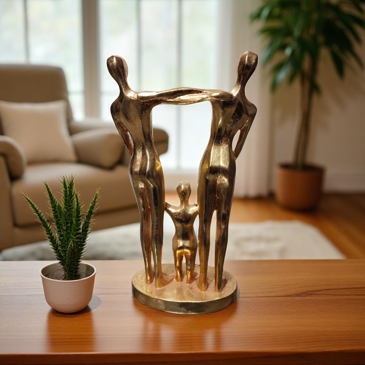 "Parivaar Ki Chhaya – Emotional Golden Showpiece for Gifting & Decor"