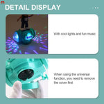 Product display with text about lights, music, and universal function usage.