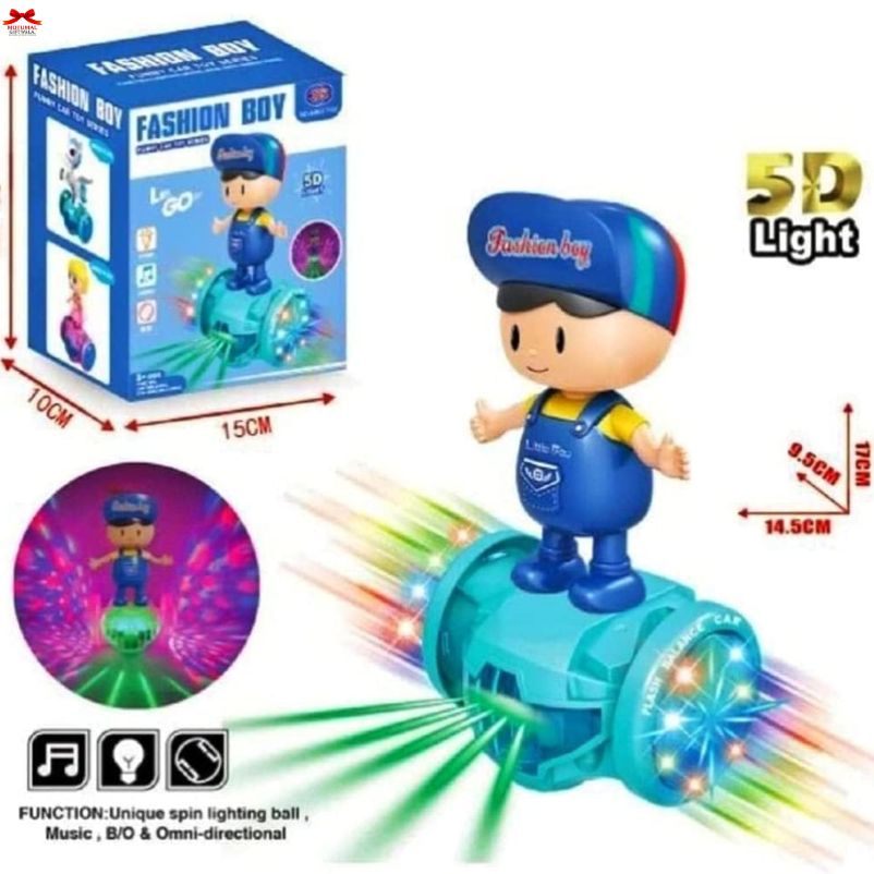 Toy figure with colorful lights and packaging on a white background