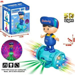 Toy figure with colorful lights and packaging on a white background