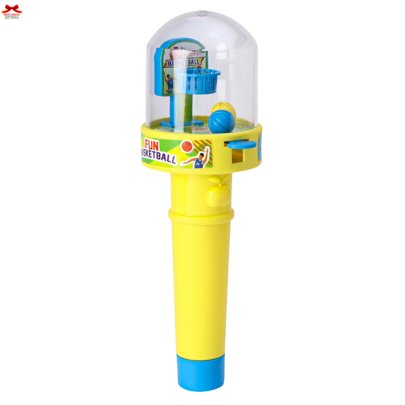 Toy basketball hoop with a transparent dome on a white background