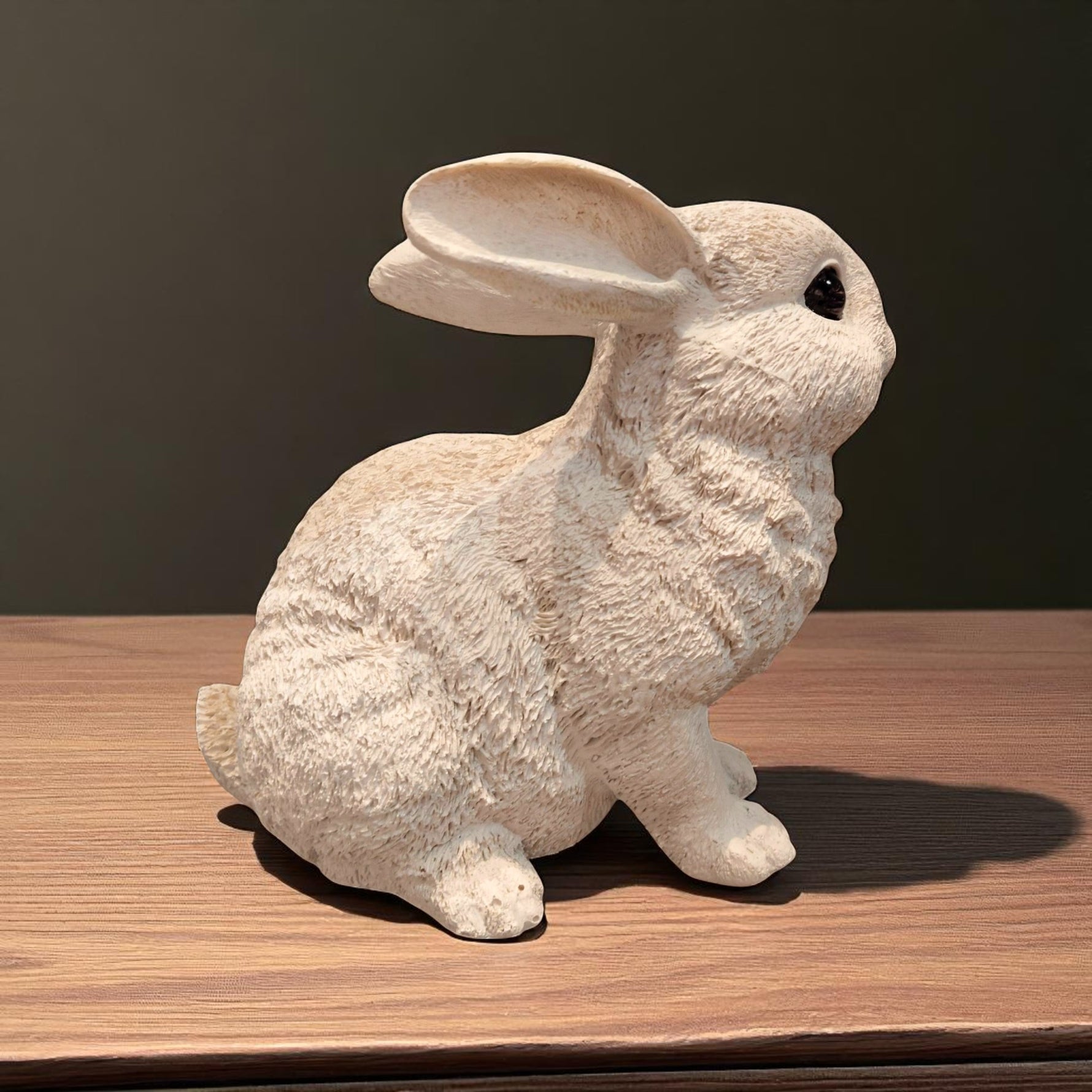 Side view of cute white bunny showpiece with black eyes – Home Decor Gift