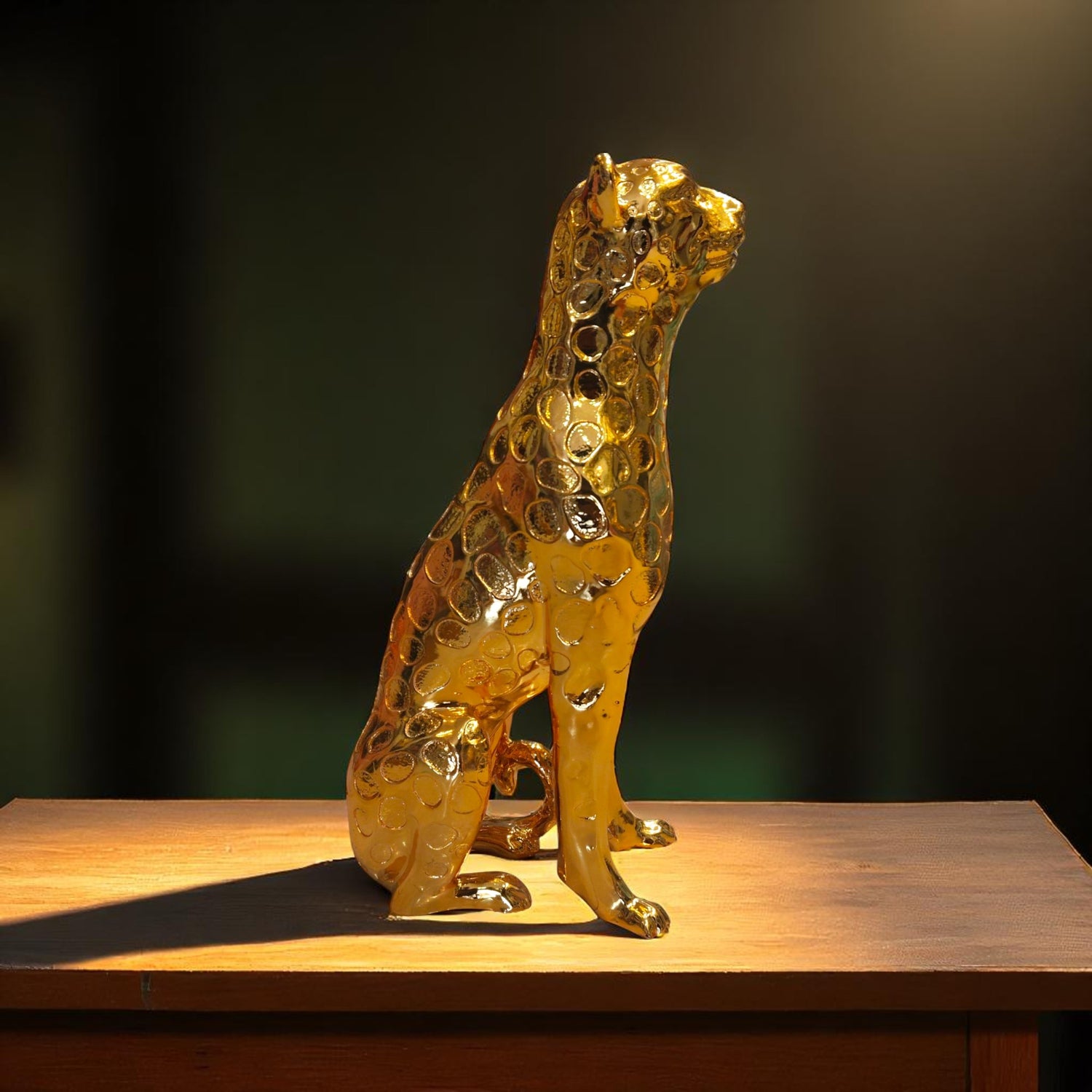  Cheetah showpiece placed near window with sunlight