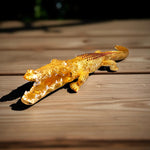 Front View of Golden Crocodile Decorative Showpiece – Motumal Giftwala