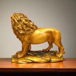 Back view of majestic golden lion statue – Indian polyresin art
