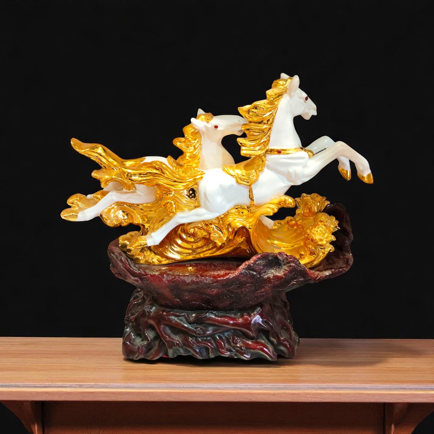 Artistic Angle of Twin Golden Horse Showpiece – Symbol of Success