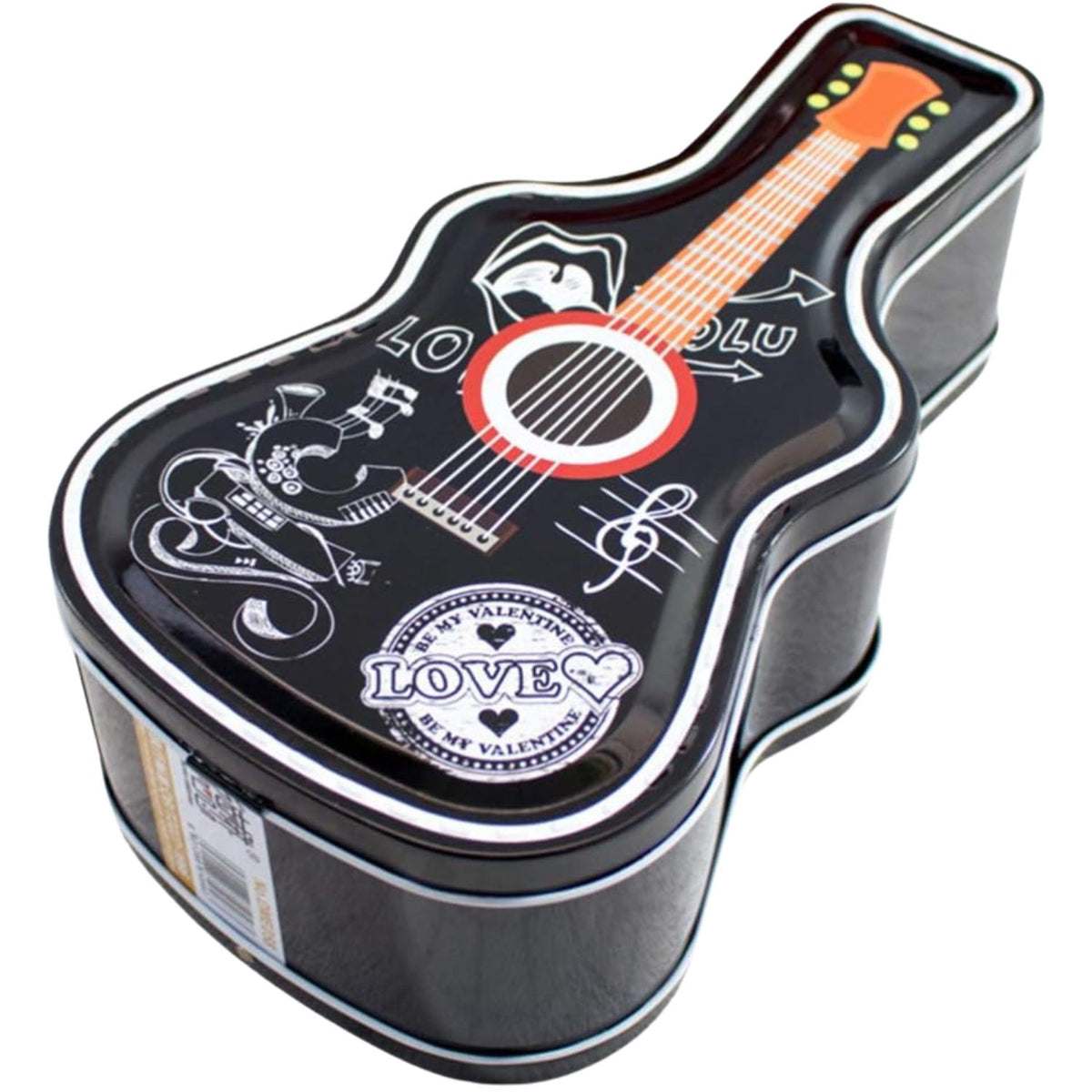 Black guitar shape metal money bank box with love design and red strings Motumal Giftwala