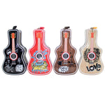 Set of four guitar shaped metal money banks in black red wooden and beige designs Motumal Giftwala